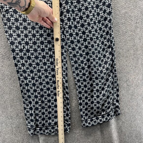 The Kooples Pants Womens 1 Black White Chain Print Pull On Elastic Trousers - Picture 4 of 11